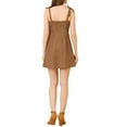 thumbnail image 4 of Allegra K Women's Faux Suede A Line Short Button up Overall Dresses, 4 of 7