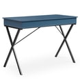 thumbnail image 7 of Study Desk with 2 Drawers for Kids, Home Office Computer Desk with X-Shaped Steel Legs and MDF Table Top for Living Room Bedroom, Easy Assembly, Space Saving Table, Blue, 7 of 7