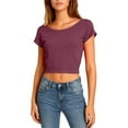 thumbnail image 5 of Ounisa Women's Basic Short Sleeve Scoop Neck Crop Top Backless Shirt, 5 of 7