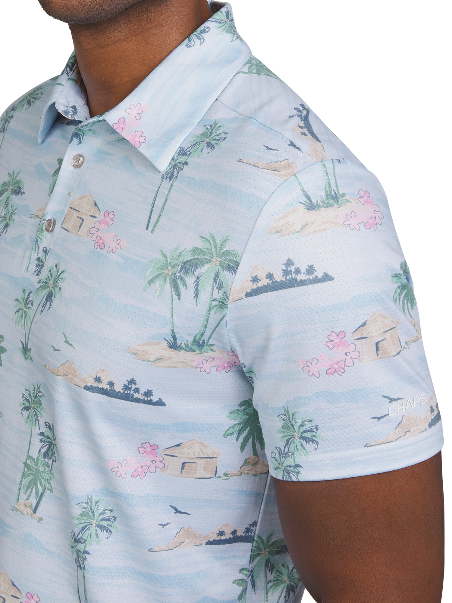 Chaps Golf Men's and Big Men's Classic Fit Short Sleeve Printed Mesh Polo Shirt