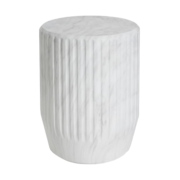 Gearwell Outdoor Side Table, White Cicci Carved Accent Table and Patio End Table with Decorative Carved Design for Patio Garden Porch Backyard Outdoor Lounge Seating Area