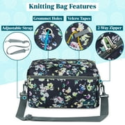 PAVILIA Yarn Bag Knitting Crochet Bag Organizer, Yarn Bags For Crocheting On The Go, Yarn Storage Project Bag for Crochet Knitting Accessories, Gifts For Crocheter Knitter, Grey Floral
