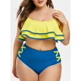 thumbnail image 1 of Gradas del volante entrecruzado más el tamaño de baño tankini Rosegal  Blusas Tallas Grandes, 1 of 5