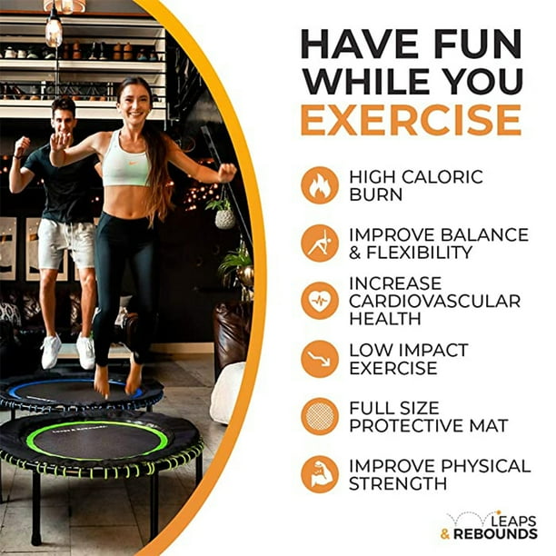 Leaps Rebounds 48 Mini Fitness Trampoline Rebounder For Adults Gray Grey