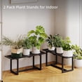 thumbnail image 2 of 2 Pack Metal Plant Stand Indoor, Outdoor Iron Plant Shelf, Heavy Duty Slatted Display Shelf for  Balcony Garden Living Room Load Bearing 330 LB 26" L x 10.4" H x 8.6" W 1 Tier Black, 2 of 8