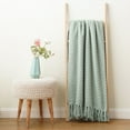 thumbnail image 4 of Sage Green Throw Blanket,Mint Green Knit Blanket Throw,Spring Throws for Home Decor,50"x60", 4 of 9