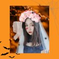 thumbnail image 3 of Diadema con Velo de Halloween TFixol Diadema con Flor de Rosa y Velo, 3 of 7