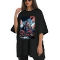 thumbnail image 4 of Plus Size Shirt for Women Black Tops for Women Oversized Short Sleeves Shirt for Women Castle (72） T Shirt Crewneck Shirt for Women L, 4 of 5