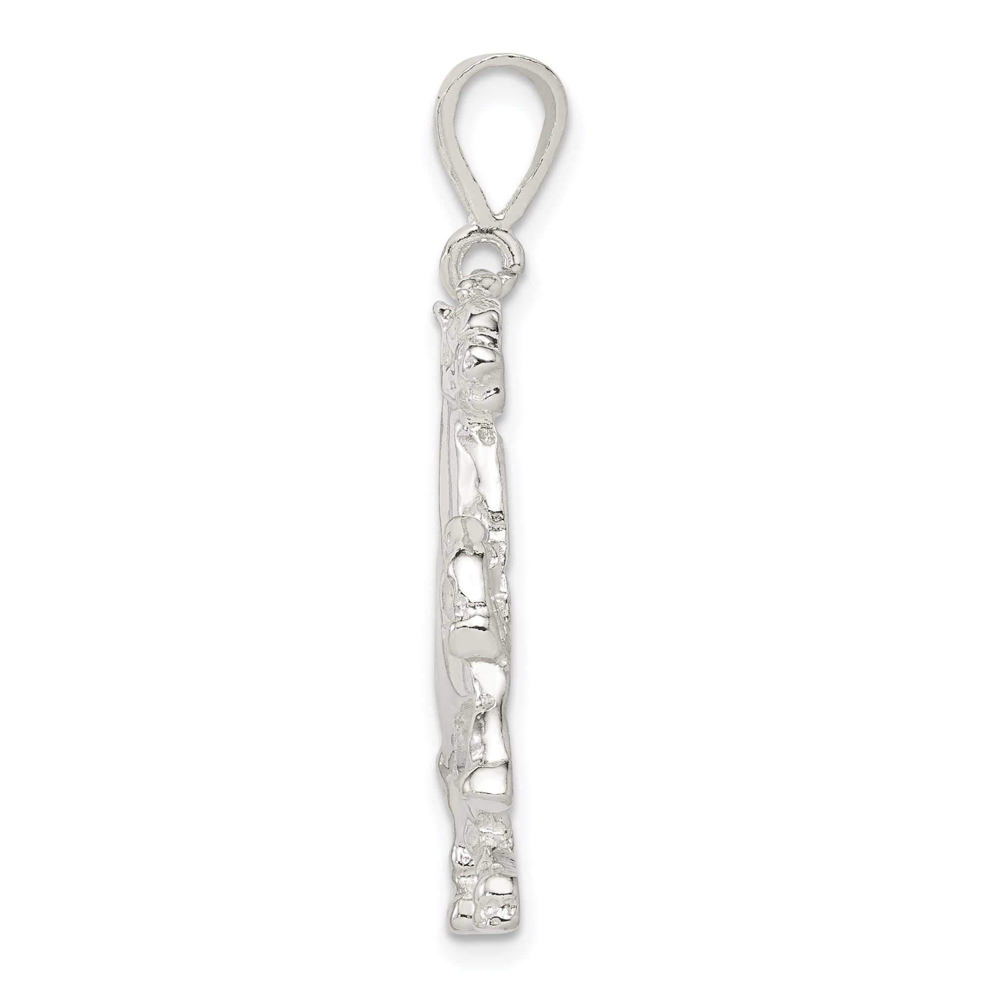 925 Sterling Silver Rearing Stallion Horse Pendant Charm, Polished Western Equestrian