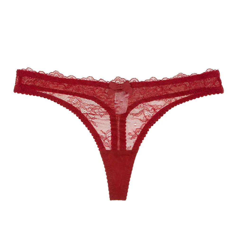 Varsbaby Lingerie Set for Women Sexy Lace Bra and Panty Thongs Sets Unlined Demi-Cup Underwire Bra and See Though Panties