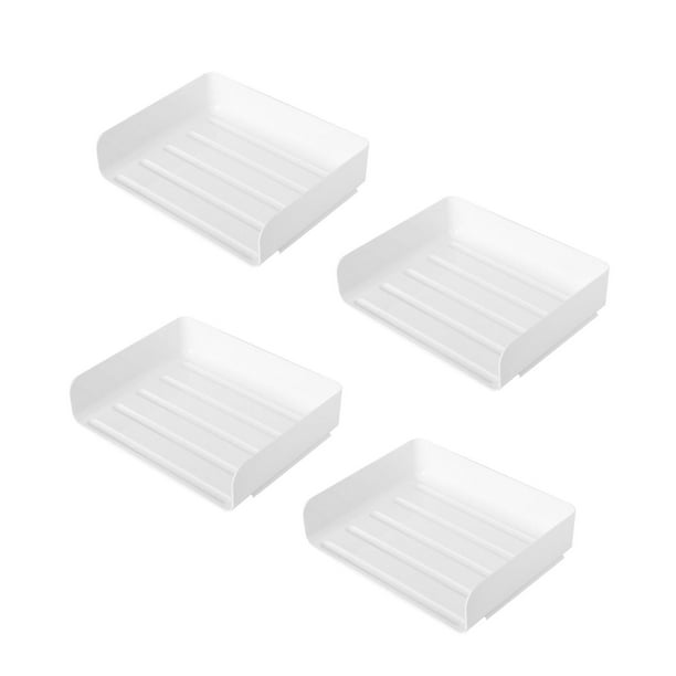 Bandeja de papel de carta de 4 piezas, organizador y organizador de almacenamiento, estante clasificador de papel para oficina Blanco Horizontal