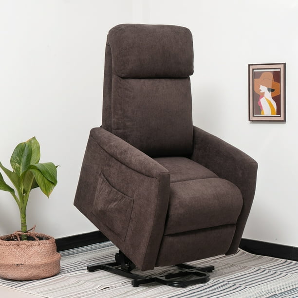 HOMCOM Power Lift Recliner Chair with Remote Control Side Pocket for Living  Room Home Office Study Brown