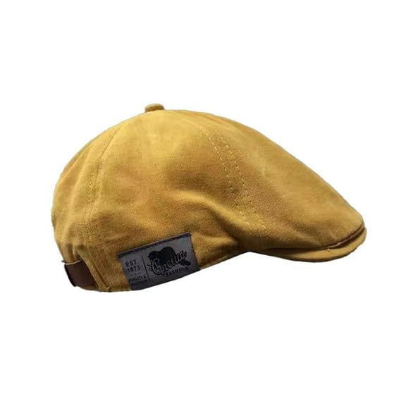 TELOLY Men Beret British Vintage Solid Color Adjustable Men Hat Casual Winter Duckbill Cabbie Cap for Shopping