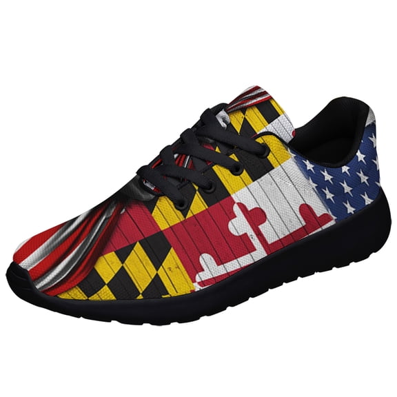 Maryland And American flag Shoes Sneakers for Women Men Black Size 3.5