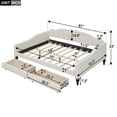 thumbnail image 3 of Full Size Upholstered Daybed with 2 Drawers, Beige Sofa Bed with Button Tufted Backrest, Wooden Captain’s Bed with Slats Support and Solid Wood Legs, No Box Spring Needed, 3 of 9