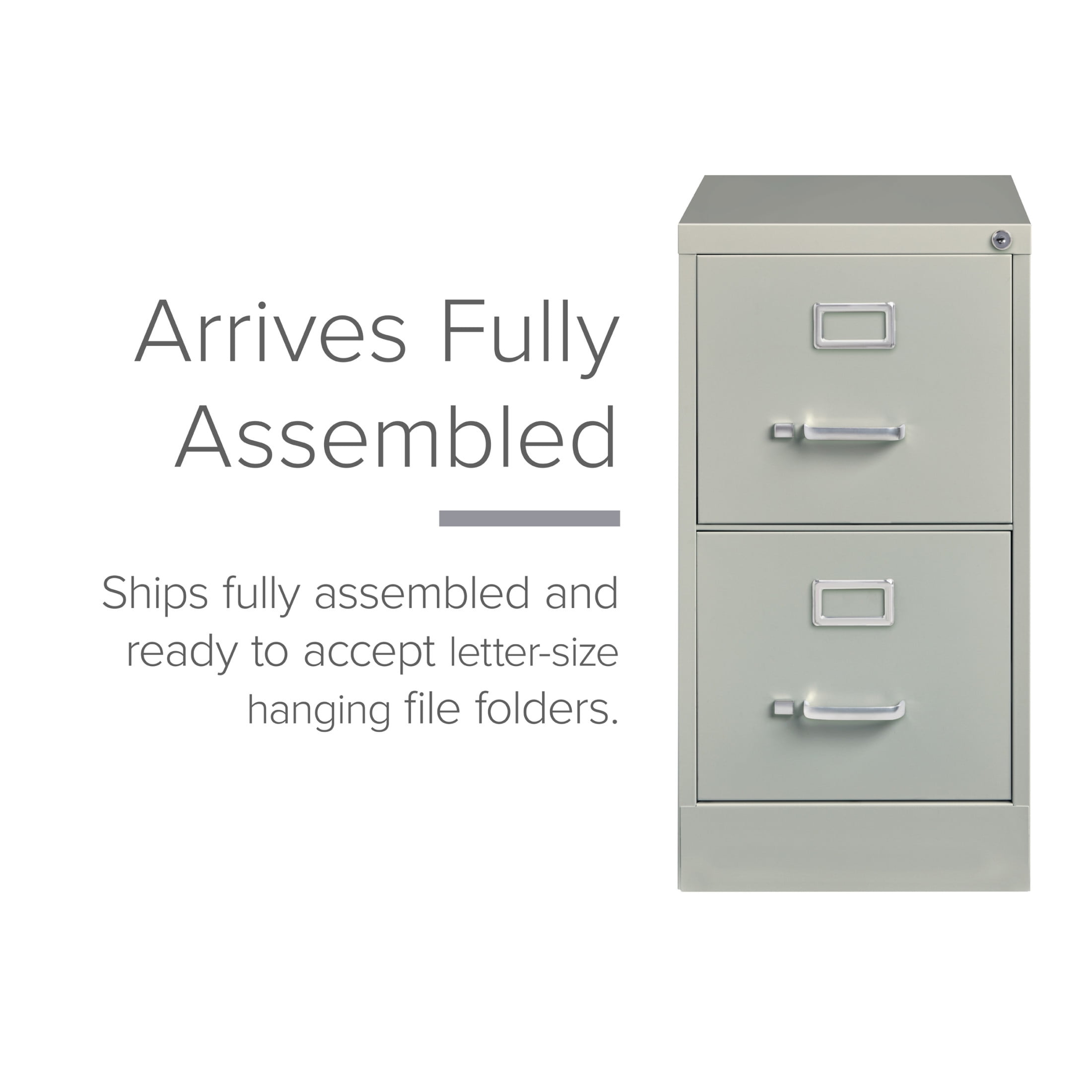 Hirsh 2 Drawer Letter Locking Metal Vertical File Cabinet, 22" Deep, Light Gray