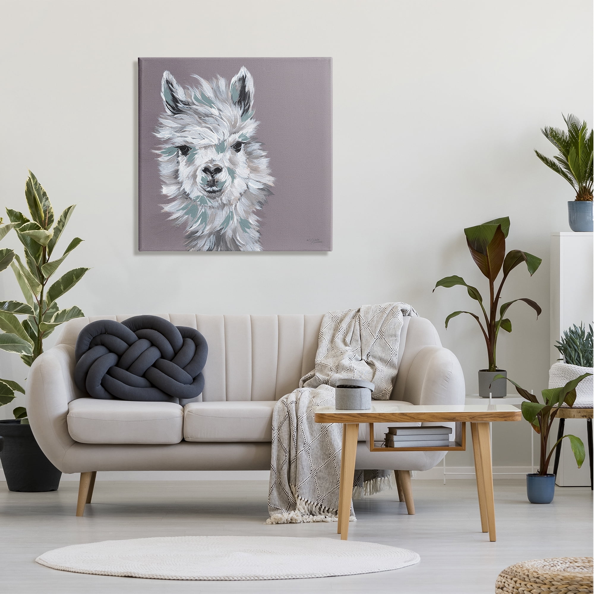 Stupell Industries Adventurous Llama Breezy White Haired Alpaca Wise Glance,30 x 30, Design by Michele Norman