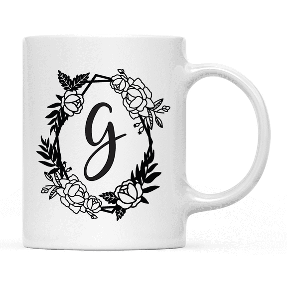 Koyal Wholesale Minimal Geometric Roses Design Coffee Mug Collection, Letter G