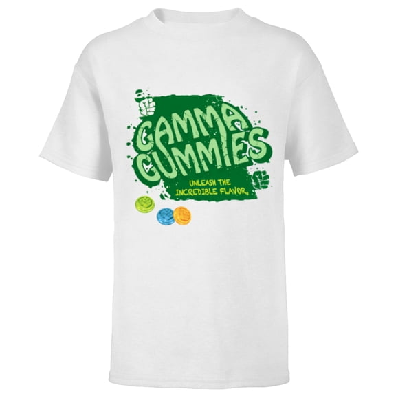 Marvel Eat the Universe Hulk Gamma Gummies - Short Sleeve T-Shirt for Kids - Customized-White