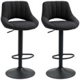 thumbnail image 1 of Black Linen Swivel Bar Stools - Set of 2, Adjustable Counter/Bar Height, 360° Rotation, Modern Kitchen & Dining Room Seating, 1 of 7