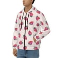 thumbnail image 3 of Kdxio Hand Drawn Strawberry Print Men Hoodies Casual Hoodies for Men with Zip Pockets Full Zip Long Sleeve Sweatshirt Sports Hooded Jacket-Small, 3 of 5