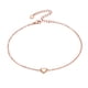 thumbnail image 1 of Tobillera de Plata Esterlina Silvora Pulsera de Tobillo con Cadena de Corazón Oro Rosa, 1 of 8