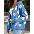 thumbnail image 3 of Long Sleeve Women's Button Down V Neck Knitted Floral Print Sweaters Cardigan, 3 of 6