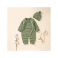 thumbnail image 4 of Bagilaanoe Newborn Baby Girl Boys Knit Jumpsuit Long Sleeve Bodysuit + Hat 3M 6M 9M 12M 18M Infant Ribbed One Piece Romper, 4 of 9