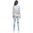 thumbnail image 2 of iEFiEL Kids Girls Ballet Dancewear Gymnastics Outfit Sports Bra Crop Tank Top with Yoga Running Pants Leggings Blue 8, 2 of 7