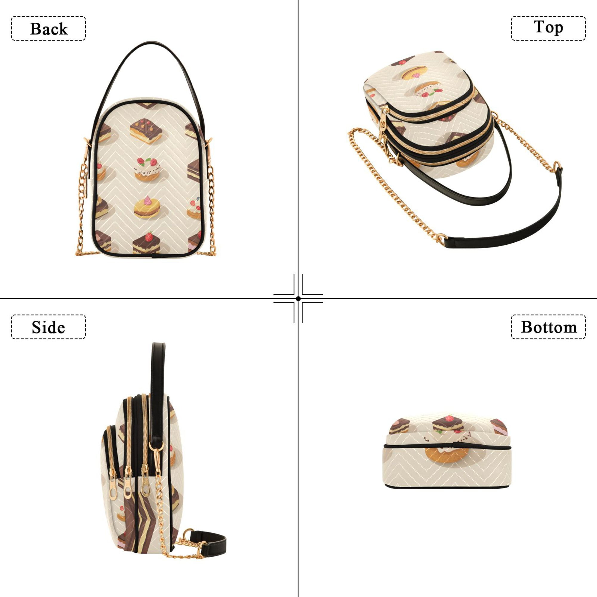 FORMRS Crossbody Bag for Women Quilted Travel Shoulder Cell Phone Purse with Chain Strap Handbag, Red Cakes