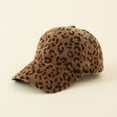 thumbnail image 3 of Xinyolin Hook Loop Fasteners Baseball Cap Extended Brim Warm Leopard Print Plush Outdoor Hat for Fall Winter, 3 of 8