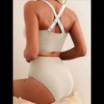 thumbnail image 4 of Conjuntos de Bikini Texturizados para Mujer, Trajes de Baño con Parte Superior y Cintura Alta. Crema L, 4 of 8