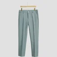 thumbnail image 3 of Pantalones de traje para hombre de seda de hielo con diseño de sastrería social, pantalones de negocios recortados de 9 pulgadas para hombre, tela china para hombre, antiarrugas, estilo vintage, 3 of 5