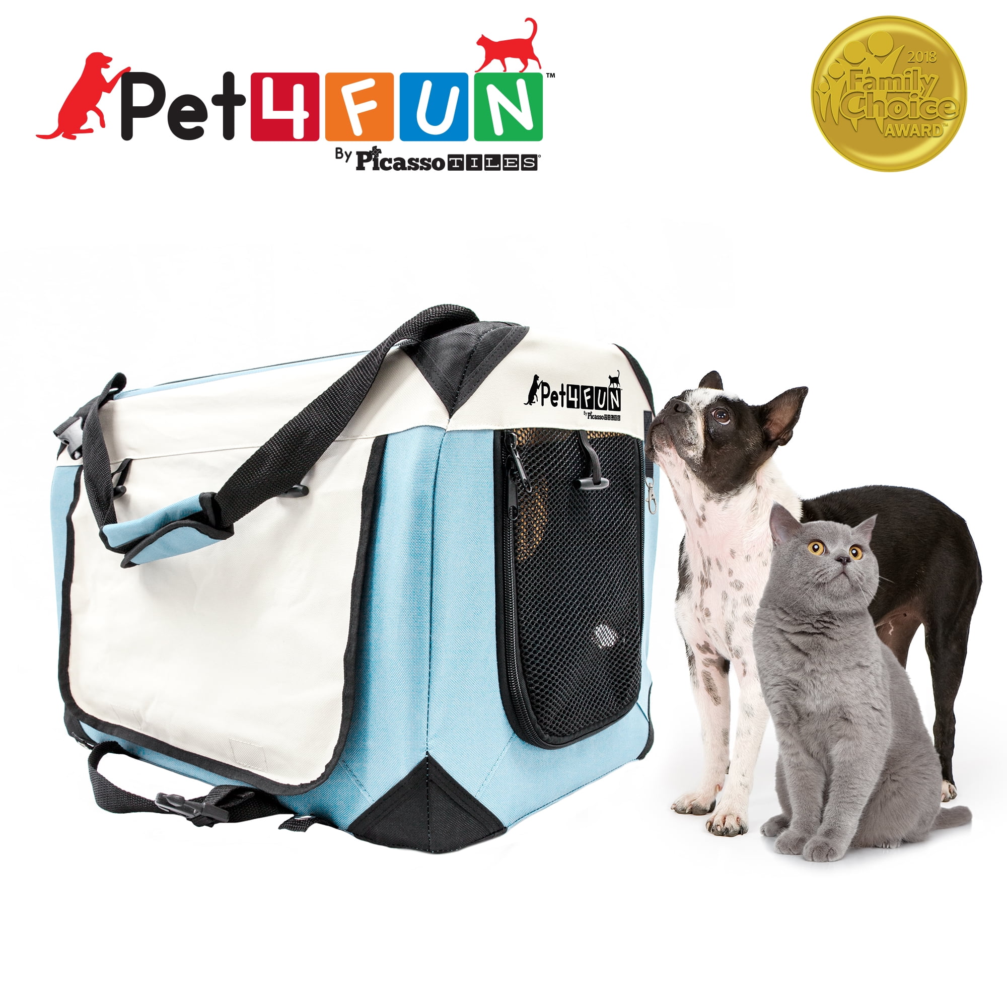 Pet4Fun, Medium, Foldable, Travel Pet Carrier, Blue, 24in Walmart