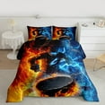 thumbnail image 2 of Castle Fairy Ice Hockey Boy Girl 2Pcs Bedding Comforter Set,Sport Gamer Twin Comforter Sets,Blue Orange Lightning Breathable Bedding Set,Lightweight Room Decor, 2 of 8