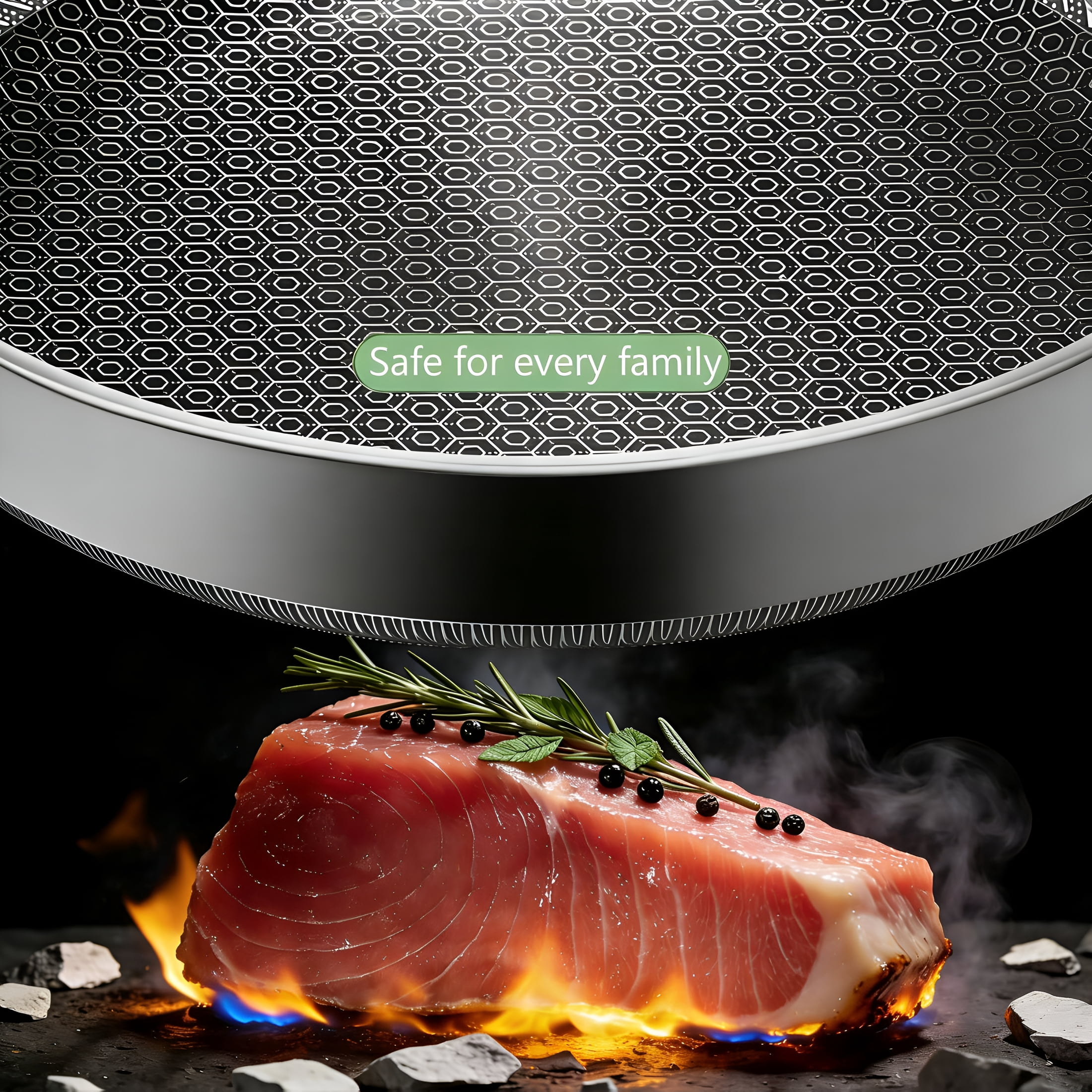 ACDANC Non Stick Frying Pans,12 Inch with Lid,Hybrid Frying Pans Nonstick Stainless Steel Skillets,Dishwasher & Oven Safe,Stay Cool Handle,Compatible with All Cooktops