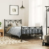 vidaXL Metal Bed Frame without Mattress with Footboard Black 39.4"x78.7"