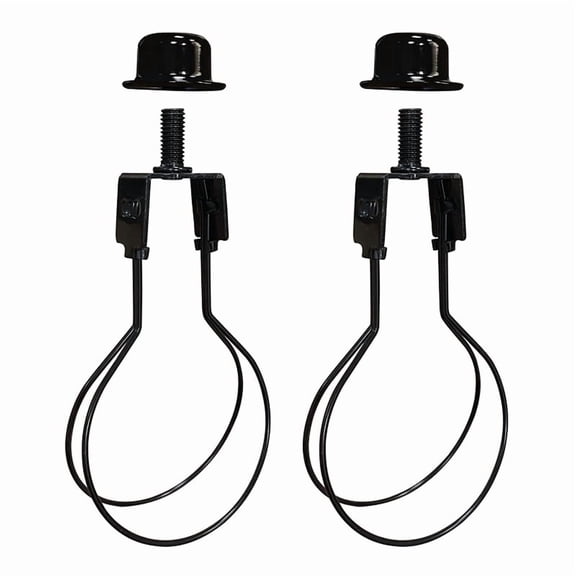 Lamp Shade Harp Holder Adapter,Includes Finial and Lampshades Levellers to Keep Lamp Shade Hardware in Place 2 Pack,2pcs * Lamp Shade harp Holder,Black