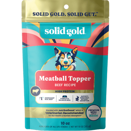 Solid Gold Beef Meatball Toppers in Gravy for Dogs, Case of 3 - 10.5 oz Pouches