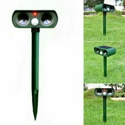 QJUHUNG Solar Powered Animal Repellent,Yard Guard Garden Outdoor Electronic Ultrasonic Solar Animal Repeller with Motion Sensor