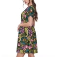 thumbnail image 2 of Honeii Snake And Flower Print Women’s Short Sleeve Dress, Comfortable Casual Dress, Soft Polyester Spandex Blend, Stylish Everyday Wear for Summer, Perfect for Travel and Vacation, 2 of 6