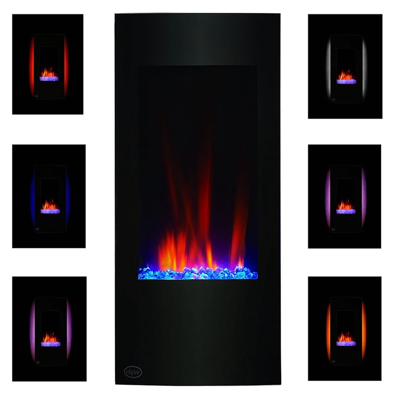 Clevr Vertical Wall Mount 32 Adjustable Electric Fireplace Heater, with  Multicolor Backlight u0026 Remote, 750-1500W, Black - Walmart.com