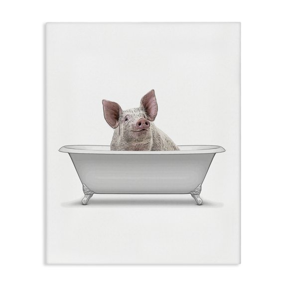 Stupell Industries Farmhouse Traditional Pig in Bath Canvas Art, 16 x 20, by Annalisa Latella