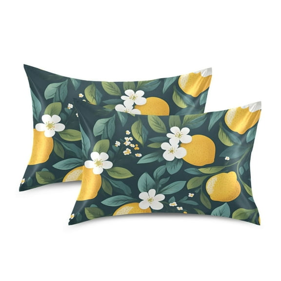 Yayeee Pillowcase Standard Size Set of 2 Satin Wrinkle Resistant Pillow Case, Yellow Lemons
