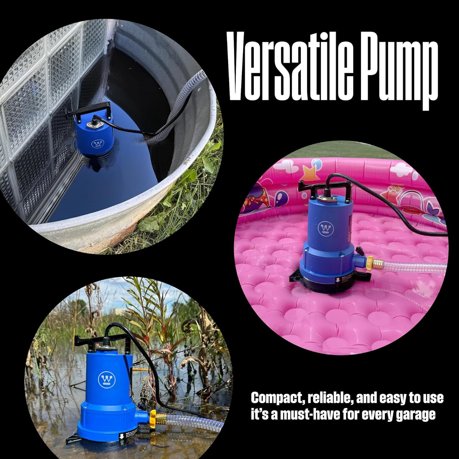 Westinghouse 2-in-1 1/4 HP Utility Pump, 1600 GPH Submersible Water Pump / 950 GPH Non-Submersible Water Transfer Pump, Water Pump for Pool Draining, Flooded Basement, Aquarium, Fish Tank, & More