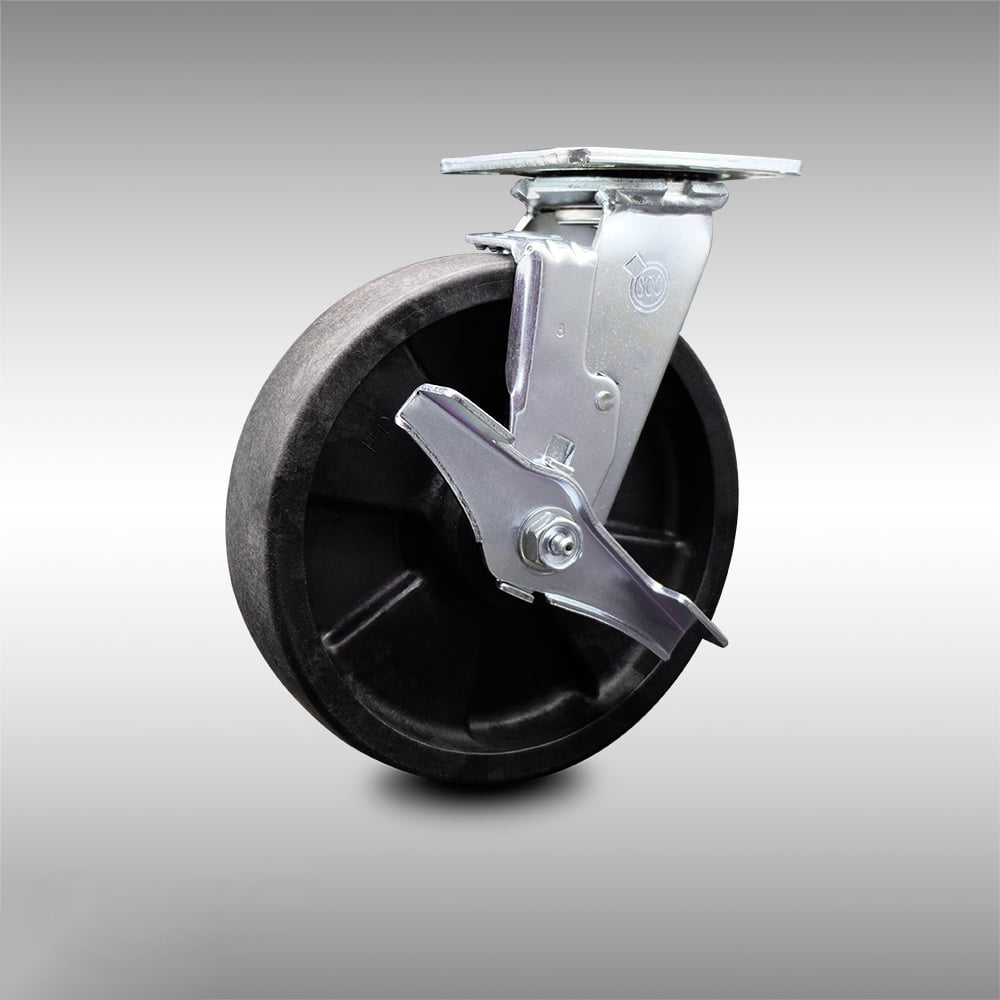 DuraTek Low Overall Height Swivel Caster 2"x7/8" Steel Wheel 2-1/2"x1-7/8" Plate 