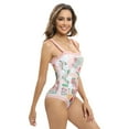 thumbnail image 3 of WBQ Womens Retro One Piece Swimsuit Adjustable Ruffle Straps Square Neck Tummy Control Bathing Suit Blue and White Porcelain Printed One-Piece Swimwear S-2XL, 3 of 7