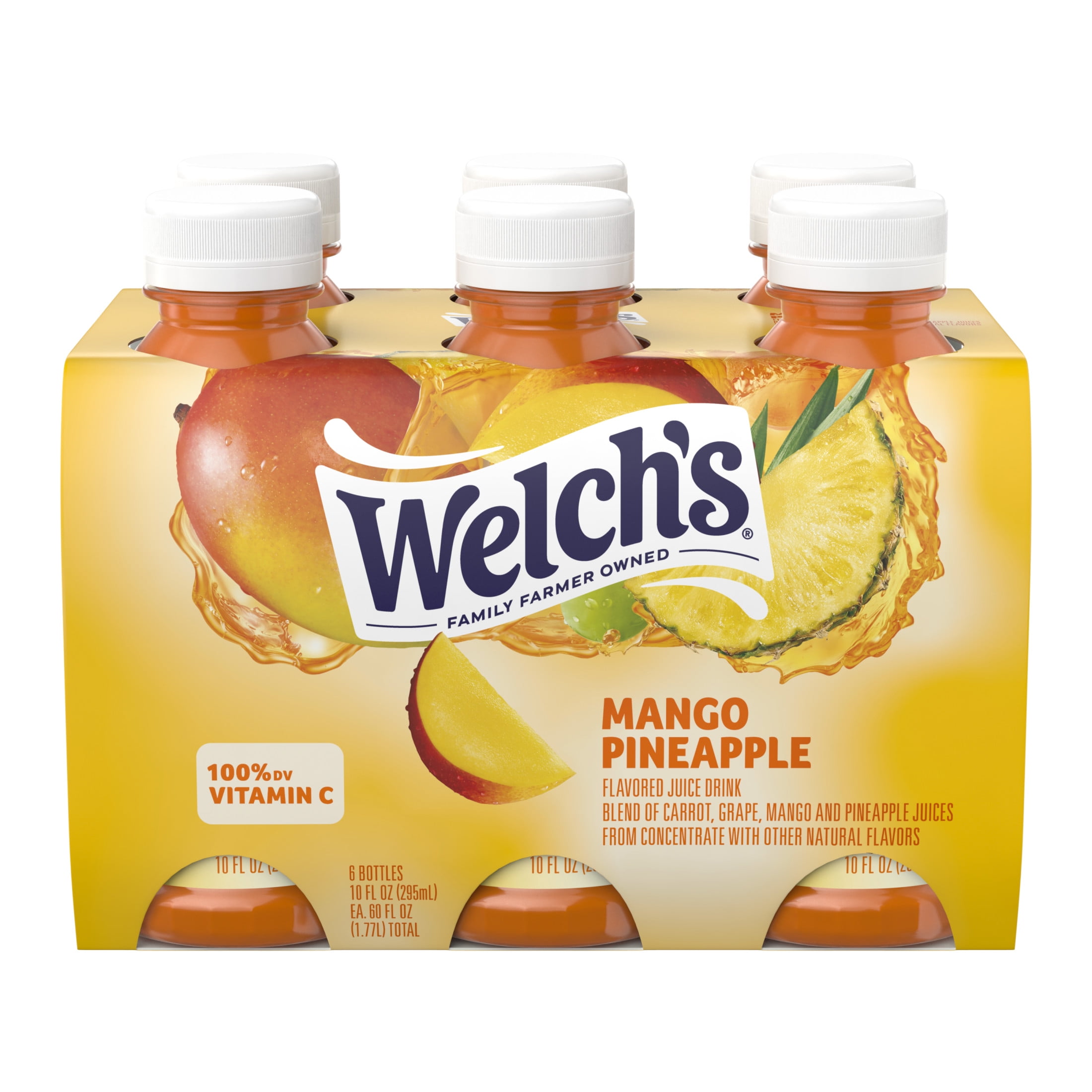 (4 pack) Welch's Mango Pineapple Juice Drink, 10 fl oz On-the-Go Bottle (Pack of 6)