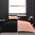 thumbnail image 3 of D.N.G. BEDDINGS 3 Piece Luxury Reversible Diamond Pattern Comforter Set Premium Super Soft, All Season 800 TC, 100% Egyptian Cotton King/California King Size Peach/Black Solid Color, 3 of 7