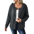thumbnail image 2 of Titcea Zip Up Hoodies for Women Drawstring Solid Color Hooded Sweatshirt Home Daily Loose Comfy Casual Sweatshirts S-2XL, 2 of 7